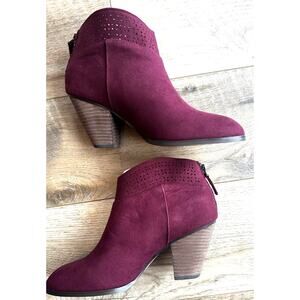 Violet & Red Jackson Lazer Cut Topline Bootie Burgundy 7